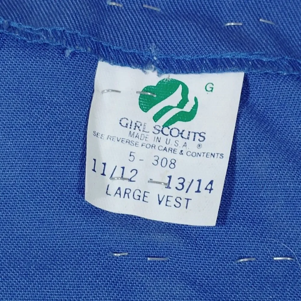 Vintage Girl Scout Vest Sz Large 11/12 13/14 Blue Badges Illinois USA Pins